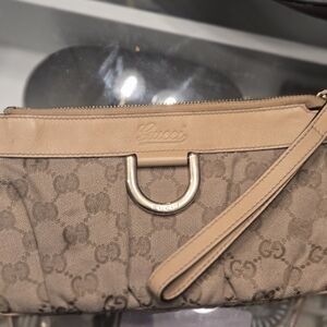 Gucci Beige Monogram Wristlet